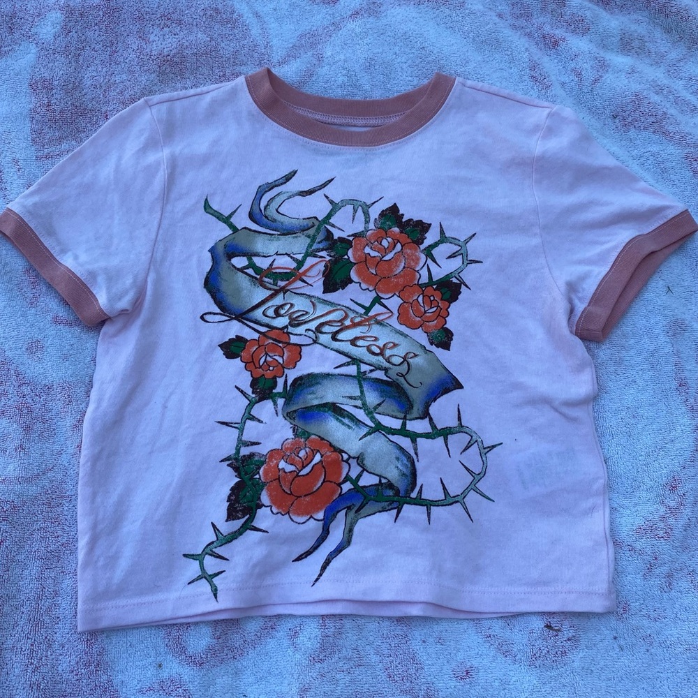grunge y2k pink graphic baby tee